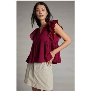 ⭐️SUPER CUTE ANTHROPOLOGIE RUFFLE SLEEVE SHIRT⭐️BRAND NEW!!